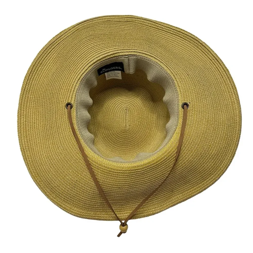 SLOGGERS Tan Braided Womens Sun Hat UPF 50+ Size: 57-58cm Brown Wide Brim